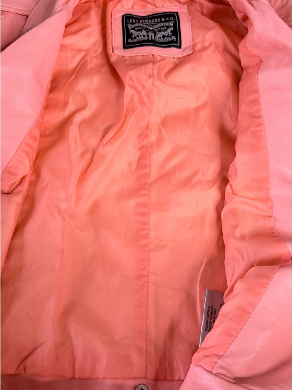 Levi's Pink Faux Leather Moto Jacket with Belted Hem - Picture 7 of 7